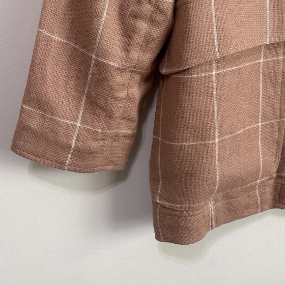 Madewell Breezewoven Larsen Blazer S Windowpane Linen Sandstone Tan 2 Button - Picture 4 of 11